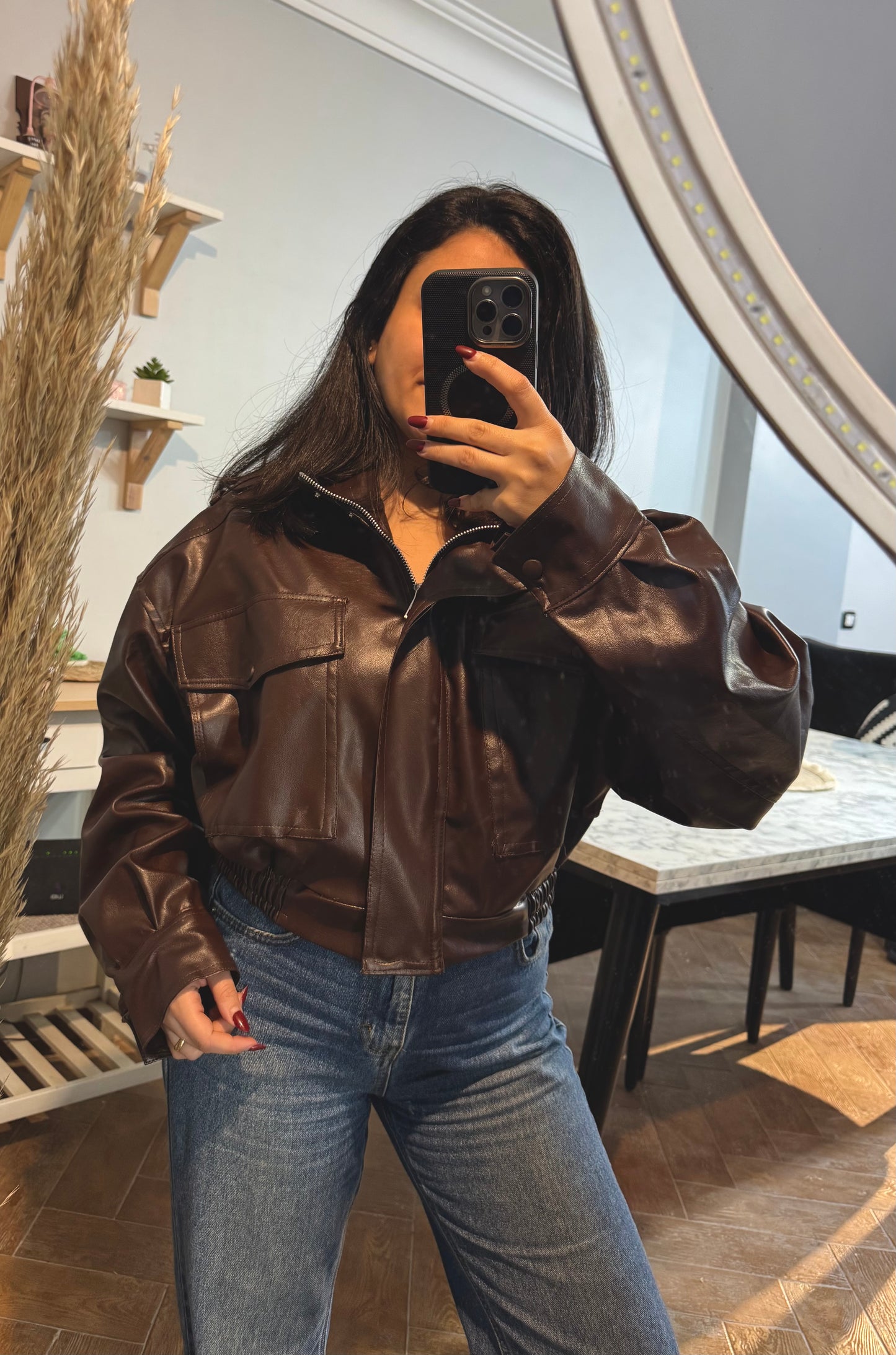 Jacket leather Cropped L -1