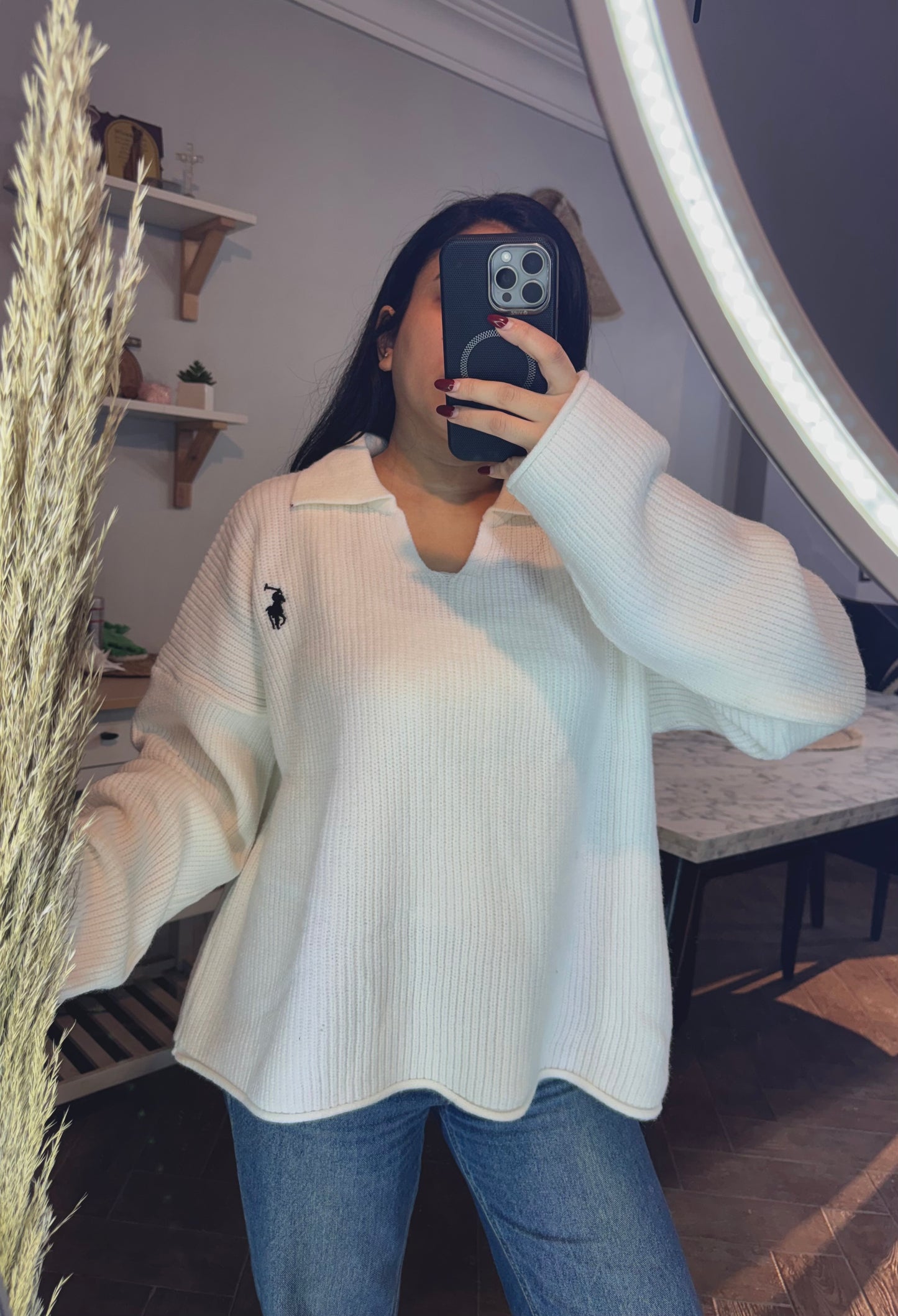 Sweater polo oversize L -2