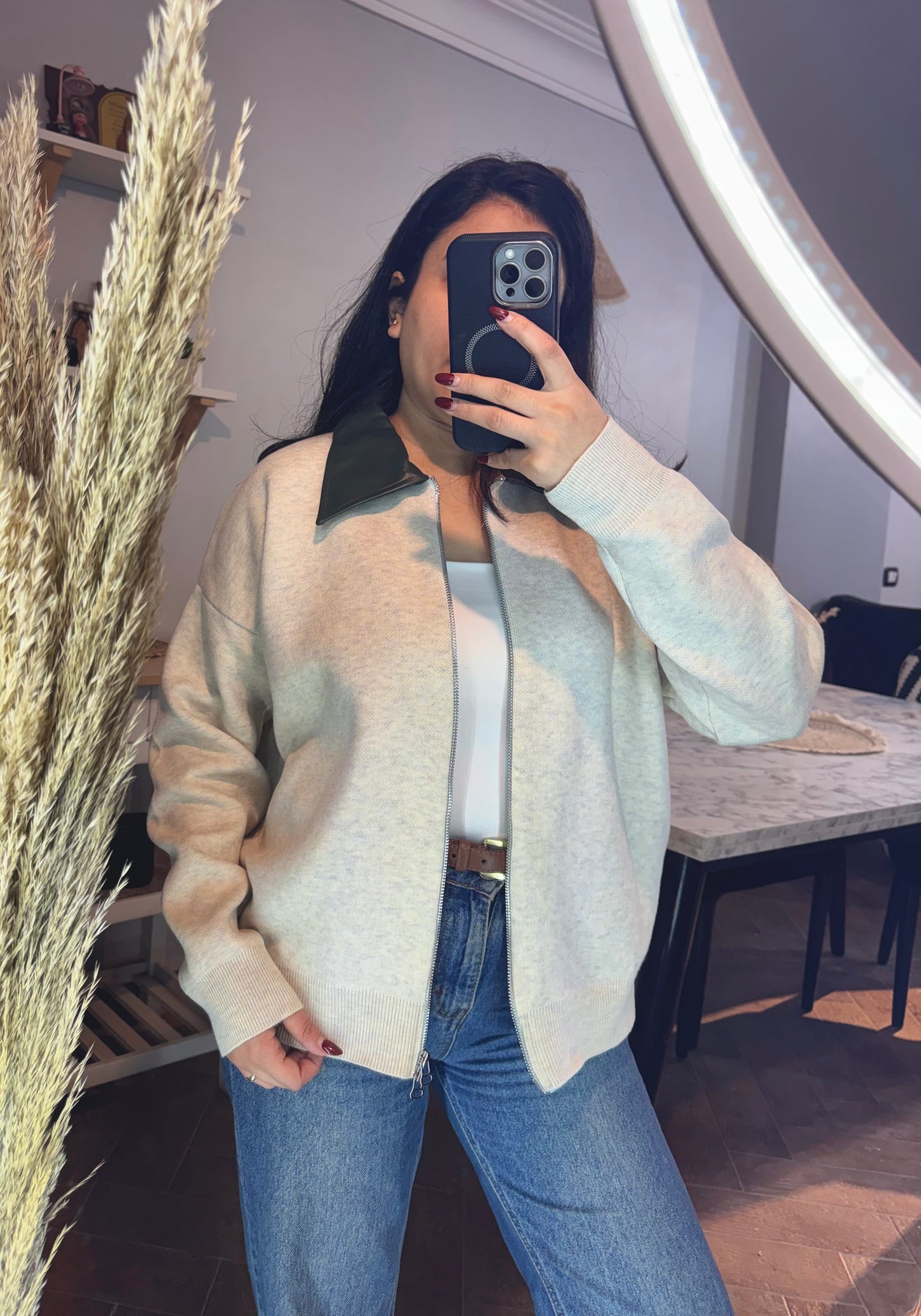 Jacket Trico Leather Collar L-2