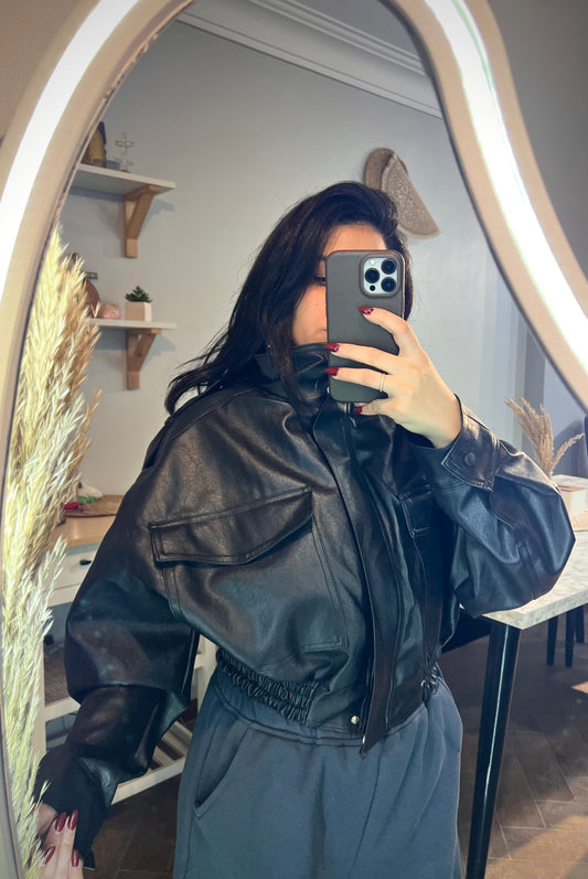 Jacket leather Cropped L -2