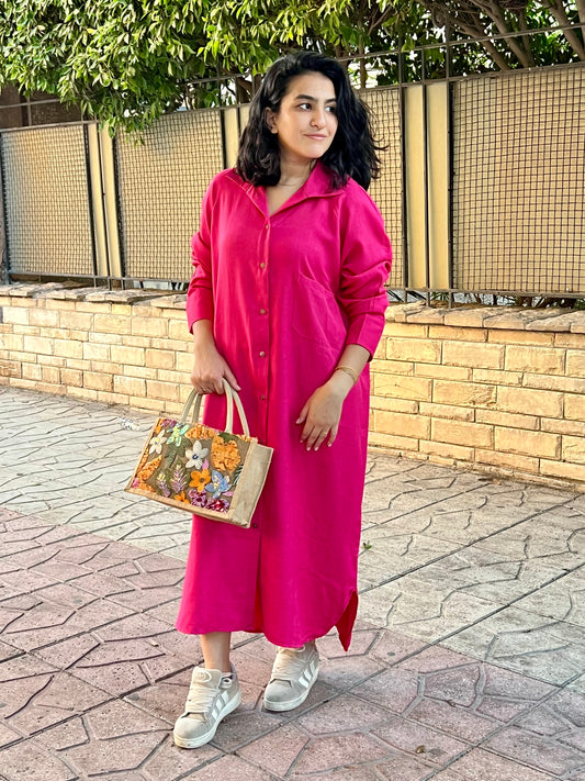 Veli Prem. Shirt Dress hot pink
