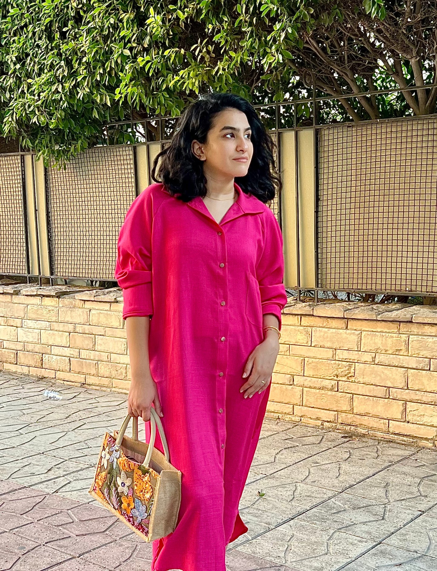 Veli Prem. Shirt Dress hot pink