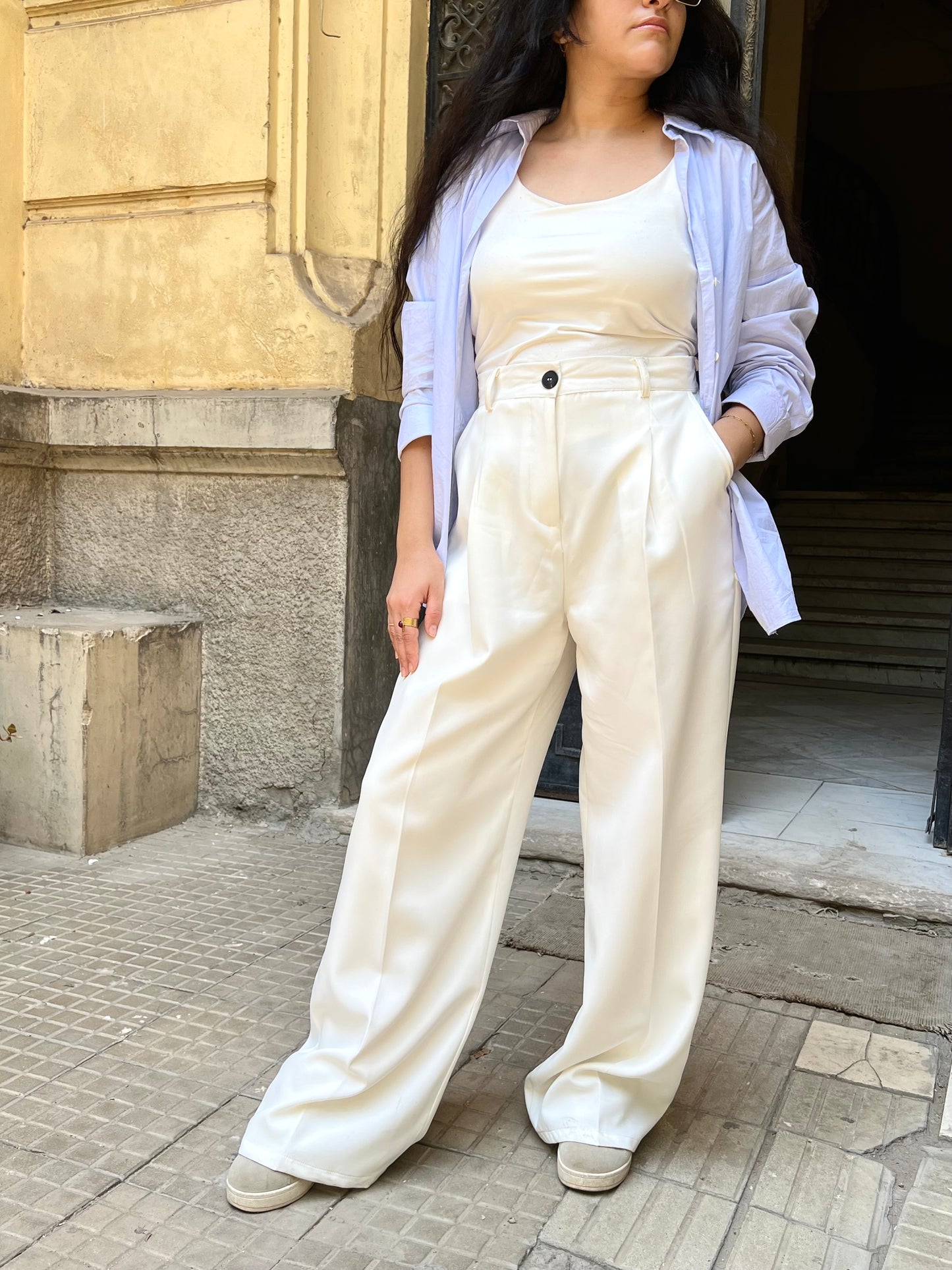 VELI Pre. wide leg pants White