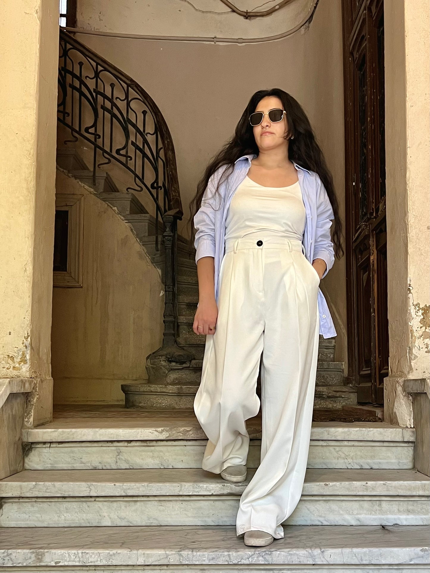 VELI Pre. wide leg pants White