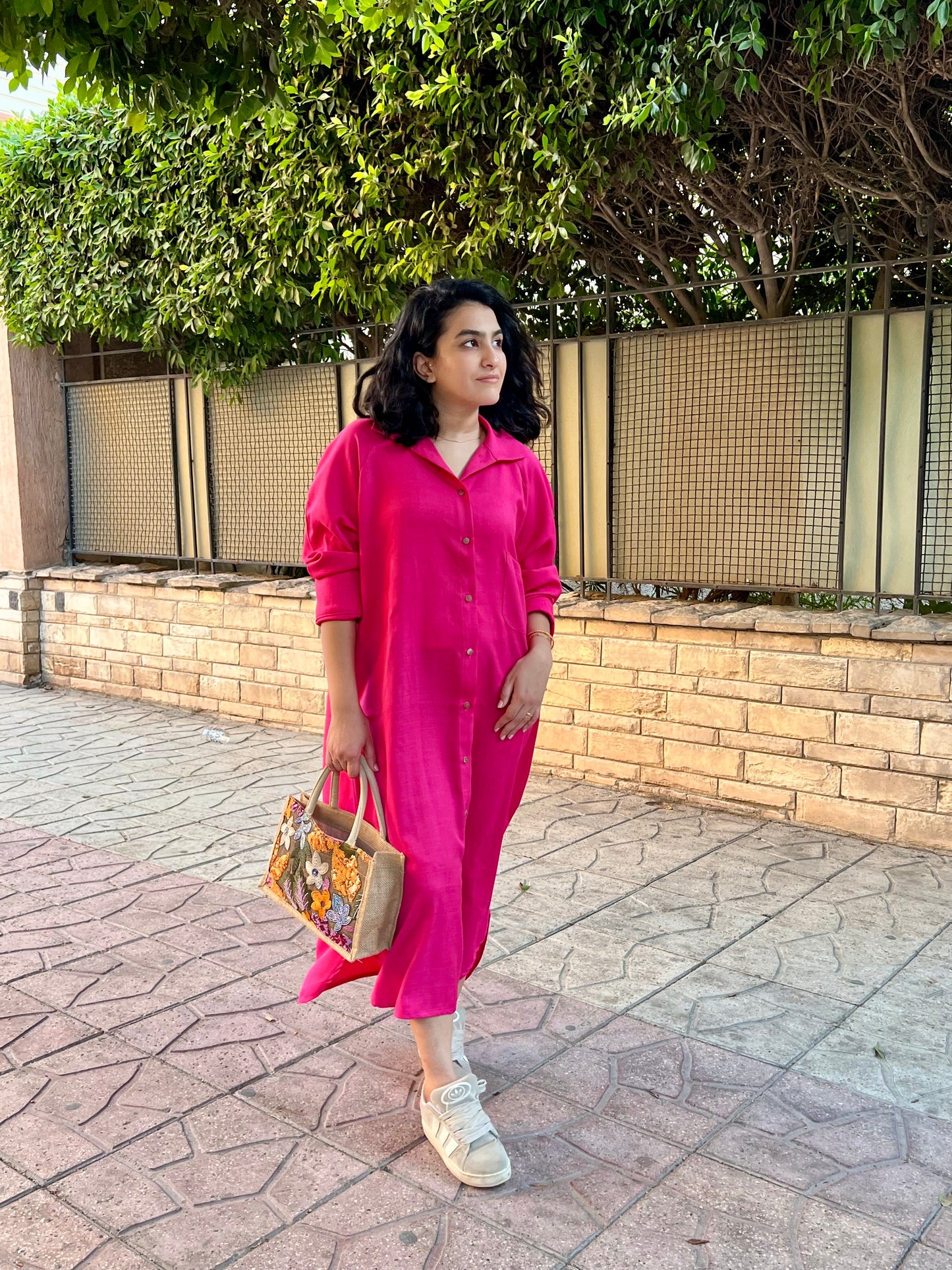 Veli Prem. Shirt Dress hot pink