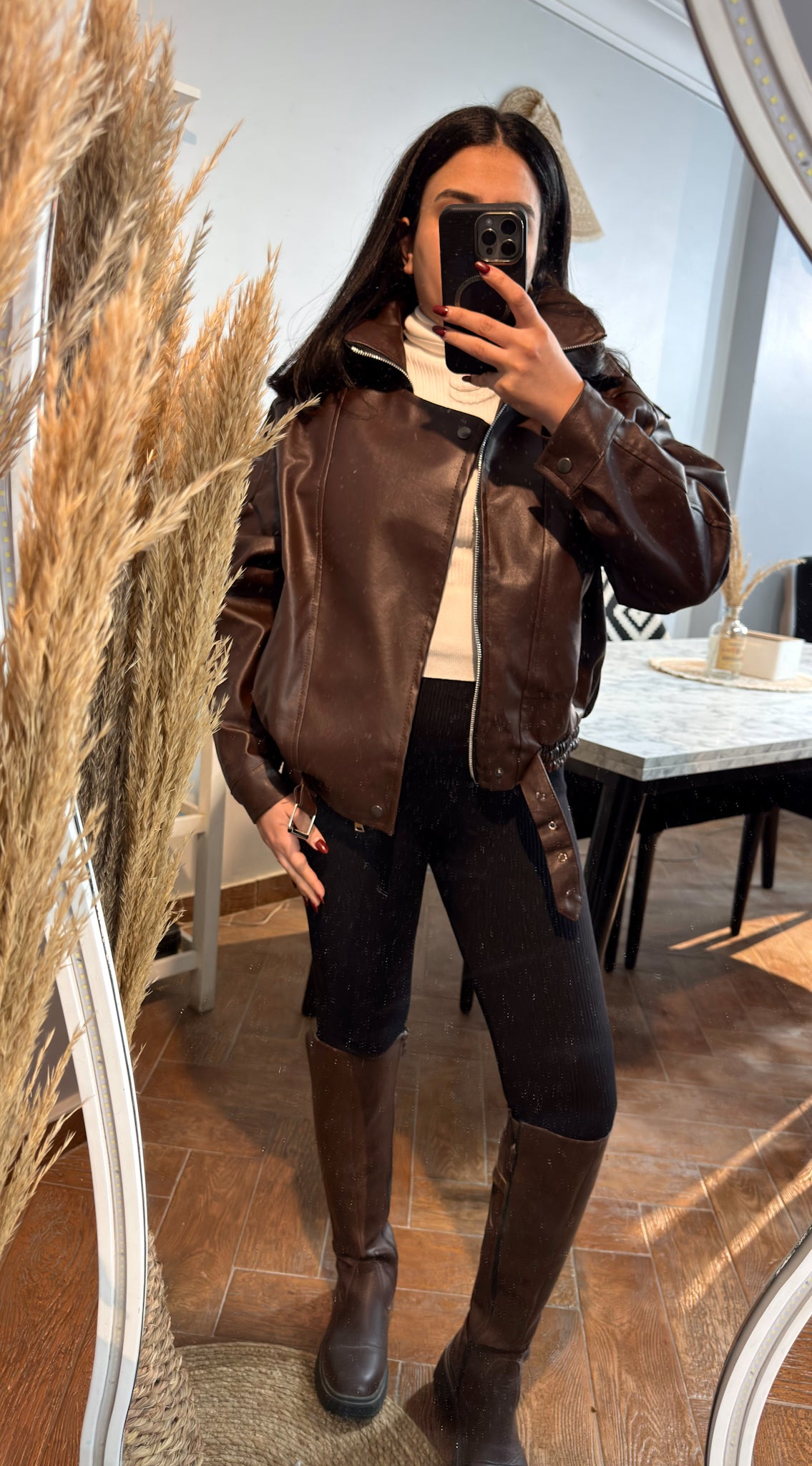 Jacket leather 2 collar L-2