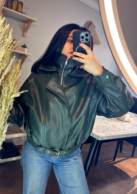 Jacket leather 2 collar L-3