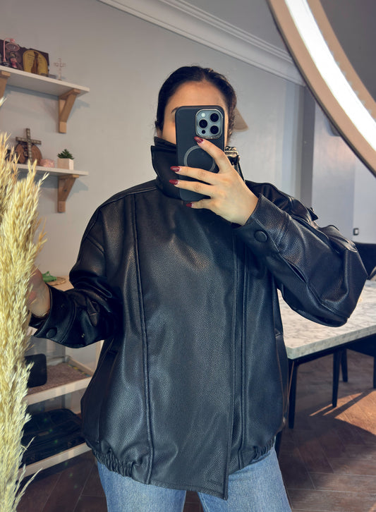 jacket Leather big collar L-1