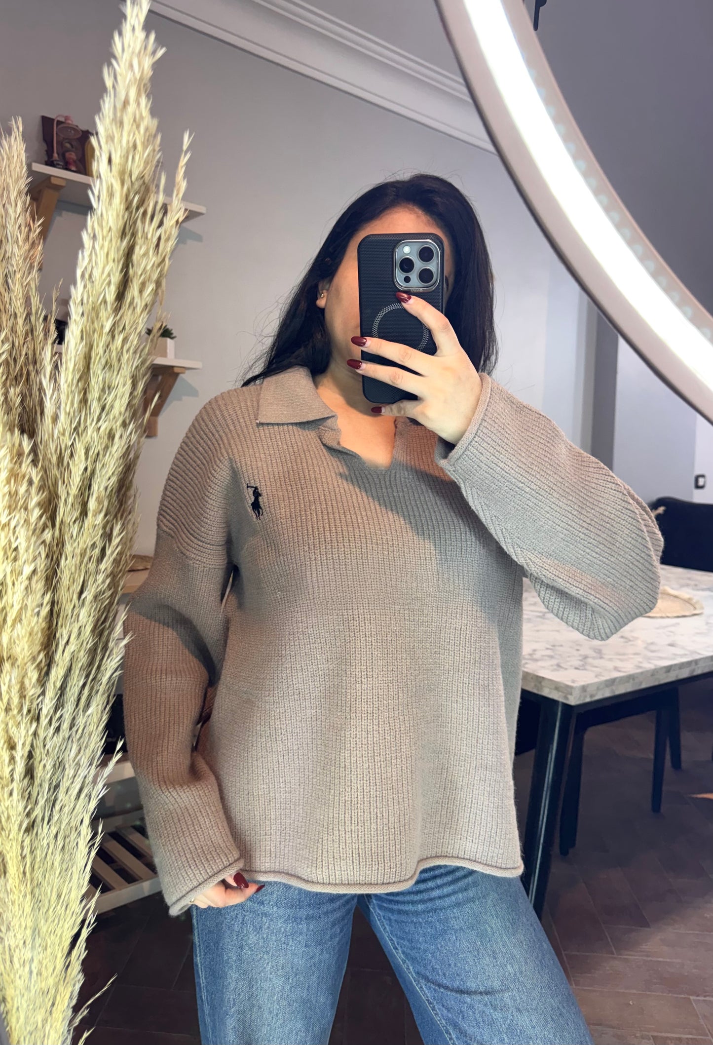 Sweater polo oversize L -6