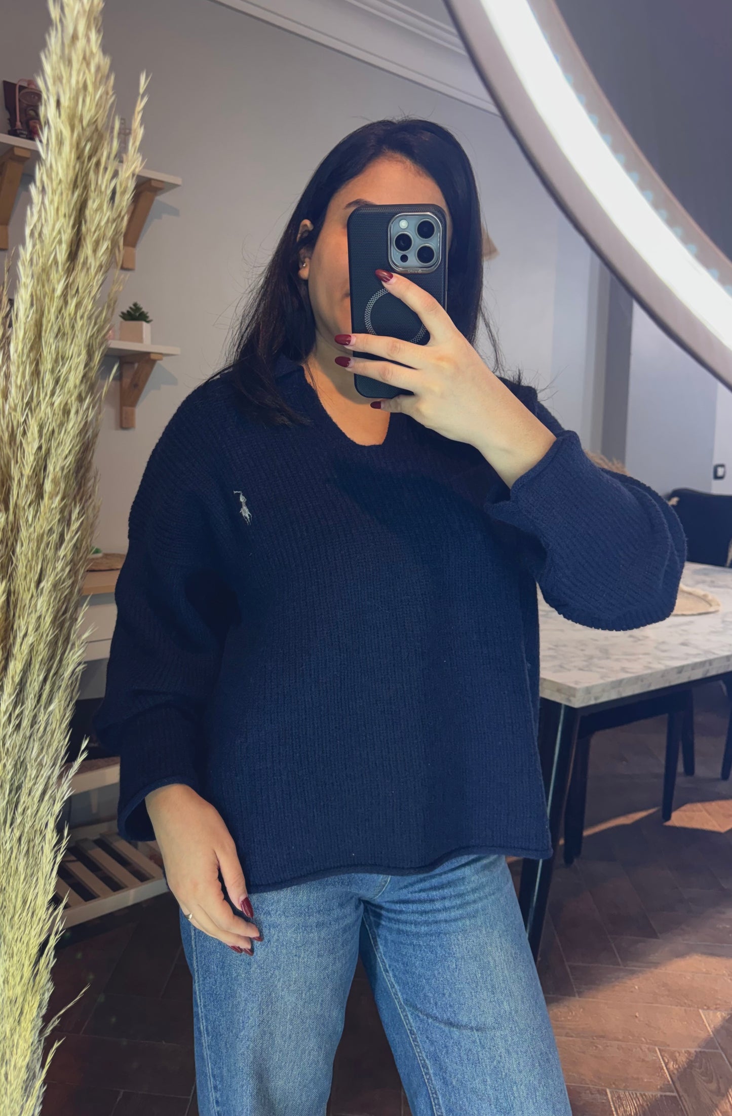 Sweater polo oversize L -4