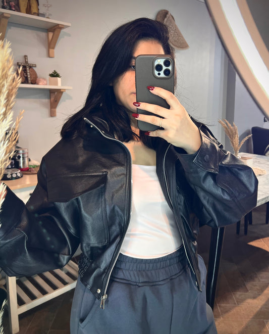 Jacket leather Cropped L -2