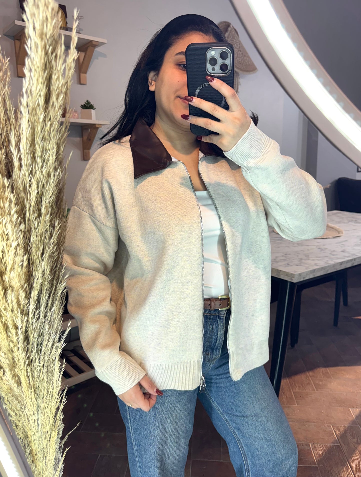 Jacket Trico Leather Collar L-1