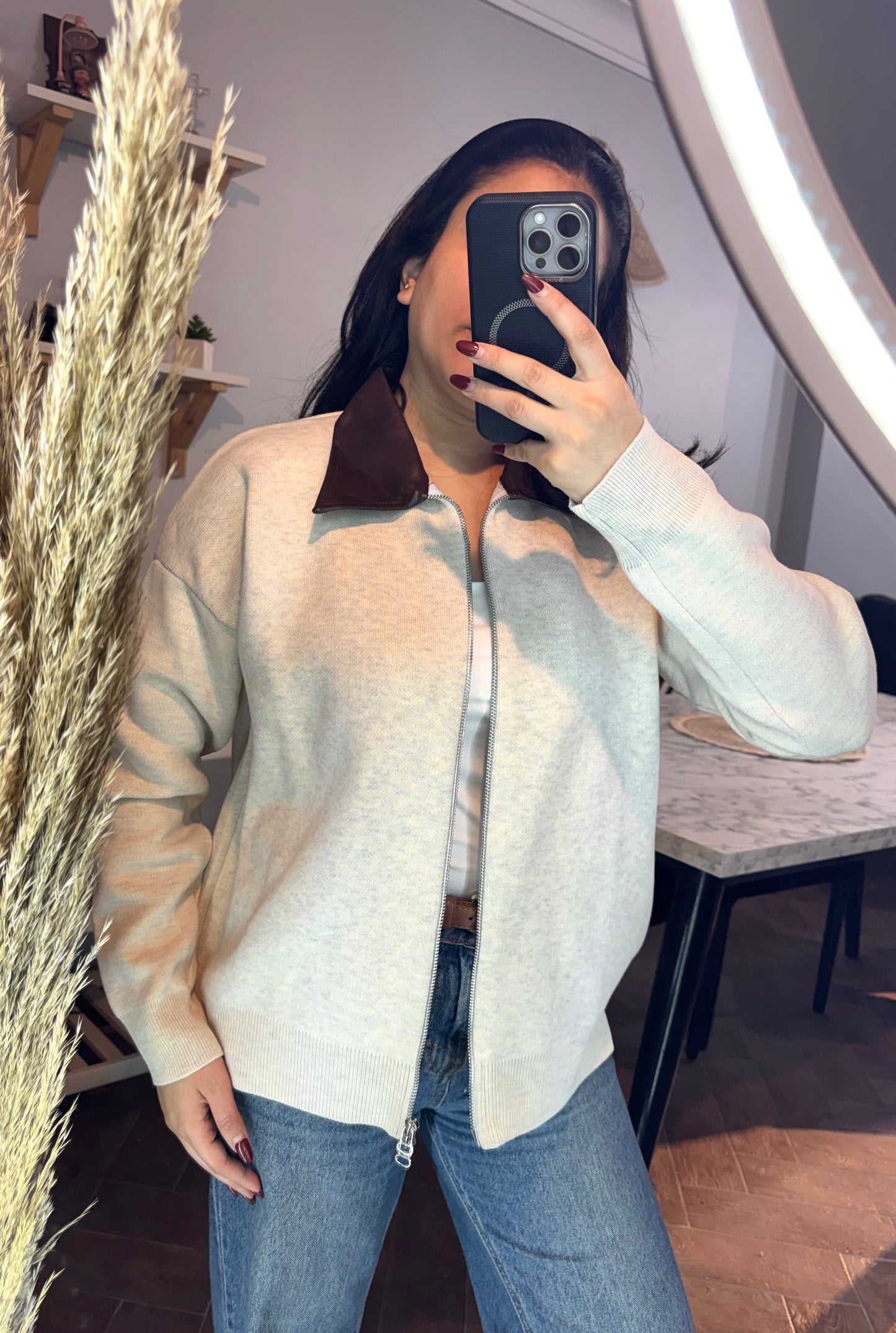 Jacket Trico Leather Collar L-1