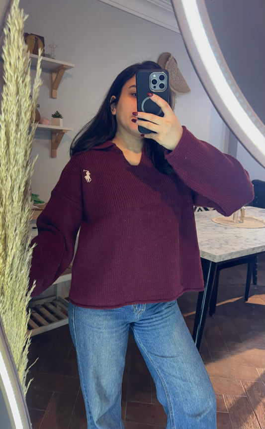 Sweater polo oversize L -5