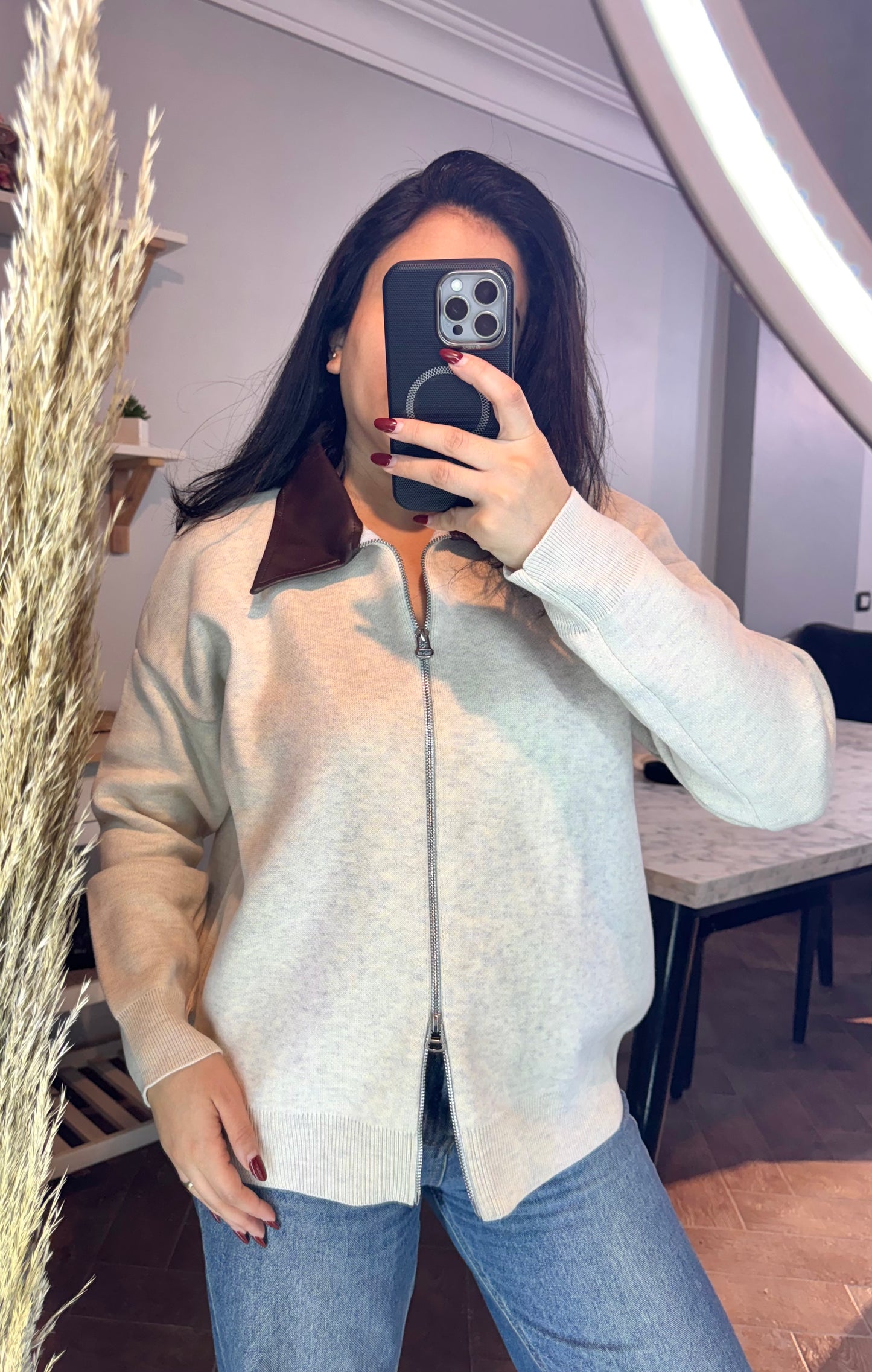 Jacket Trico Leather Collar L-1