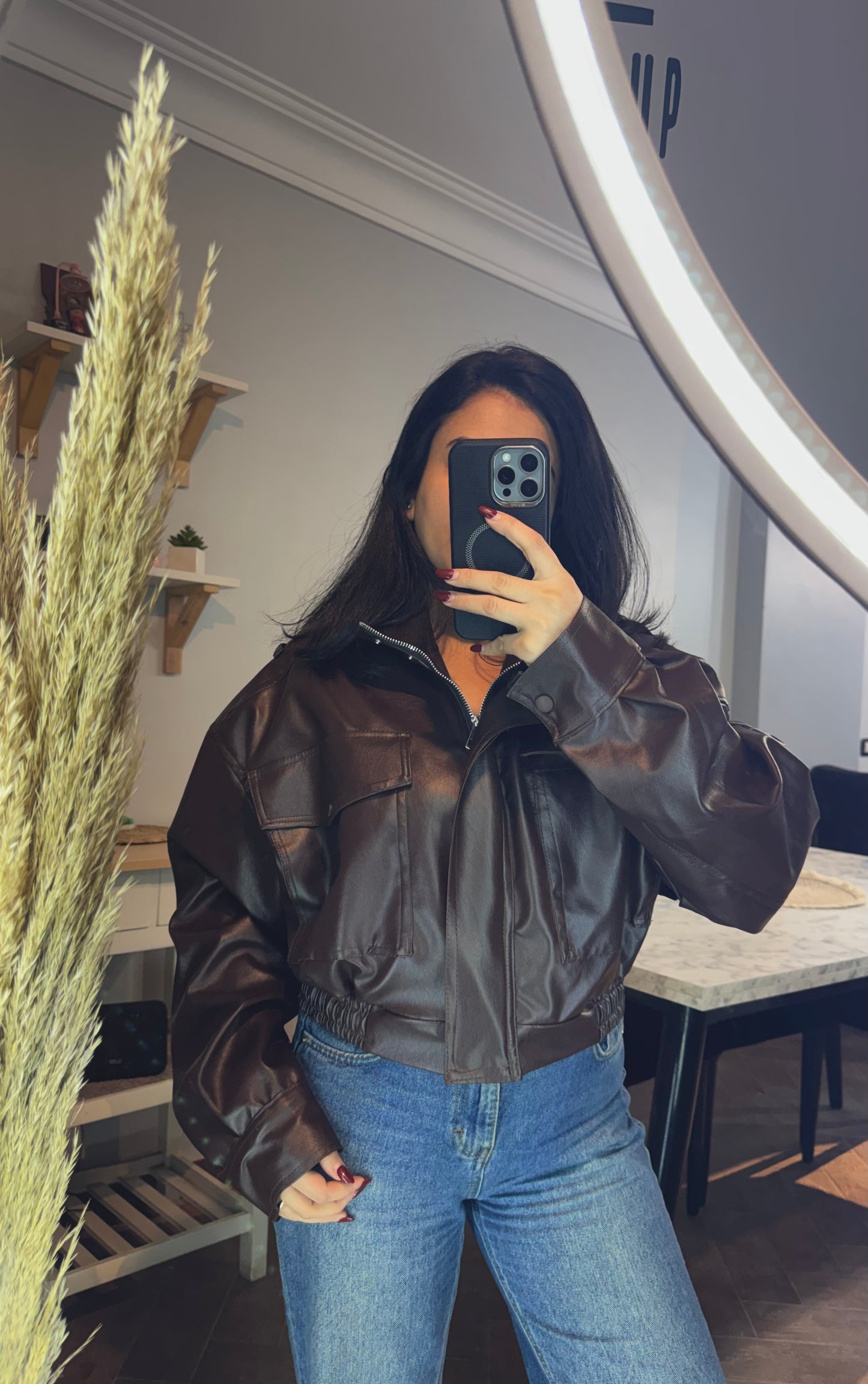 Jacket leather Cropped L -1