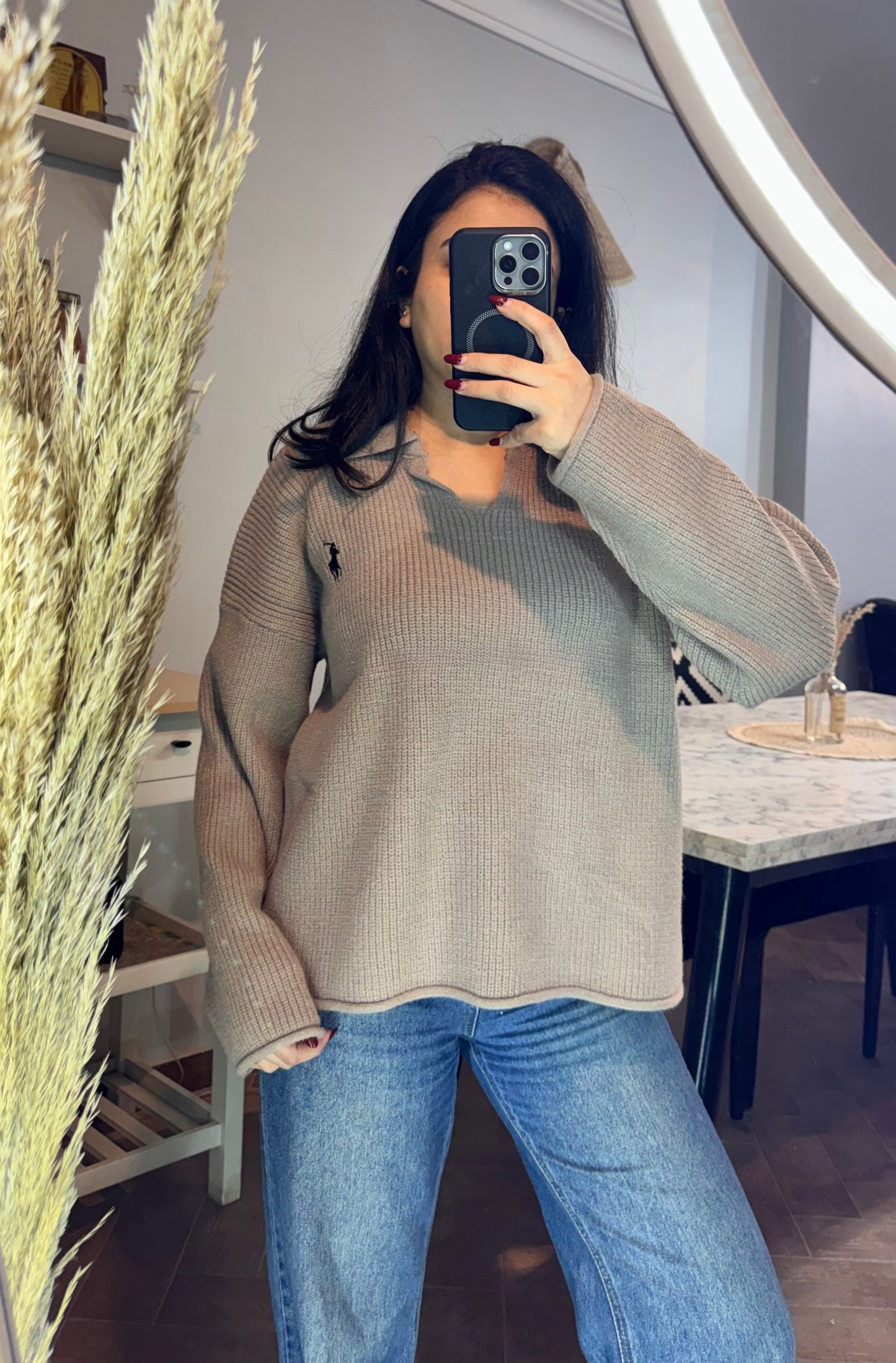 Sweater polo oversize L -6