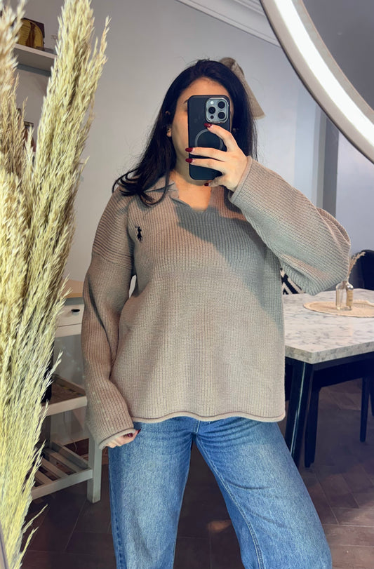 Sweater polo oversize L -6