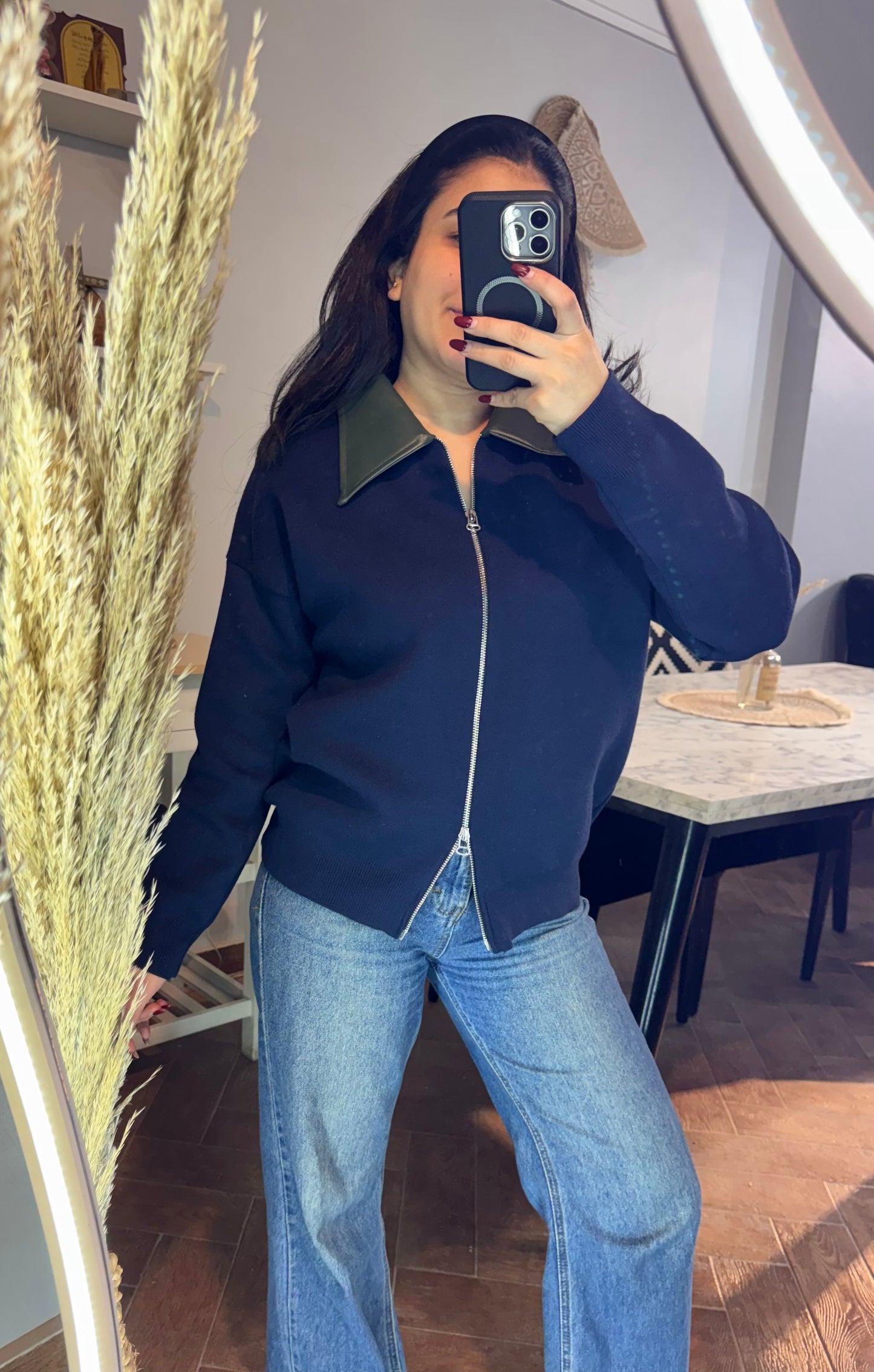 Jacket Trico Leather Collar L-3