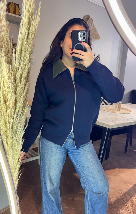 Jacket Trico Leather Collar L-3