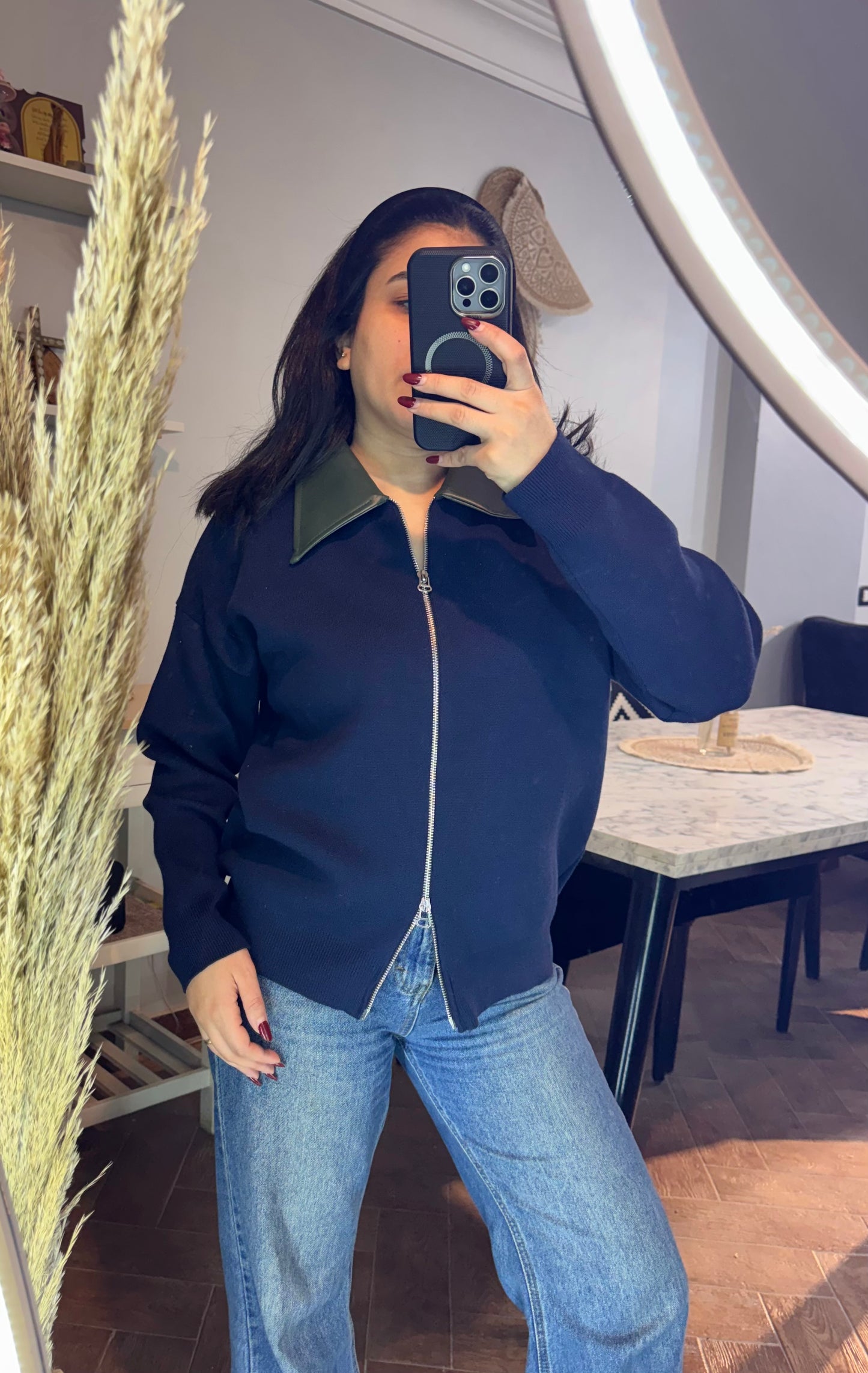 Jacket Trico Leather Collar L-3