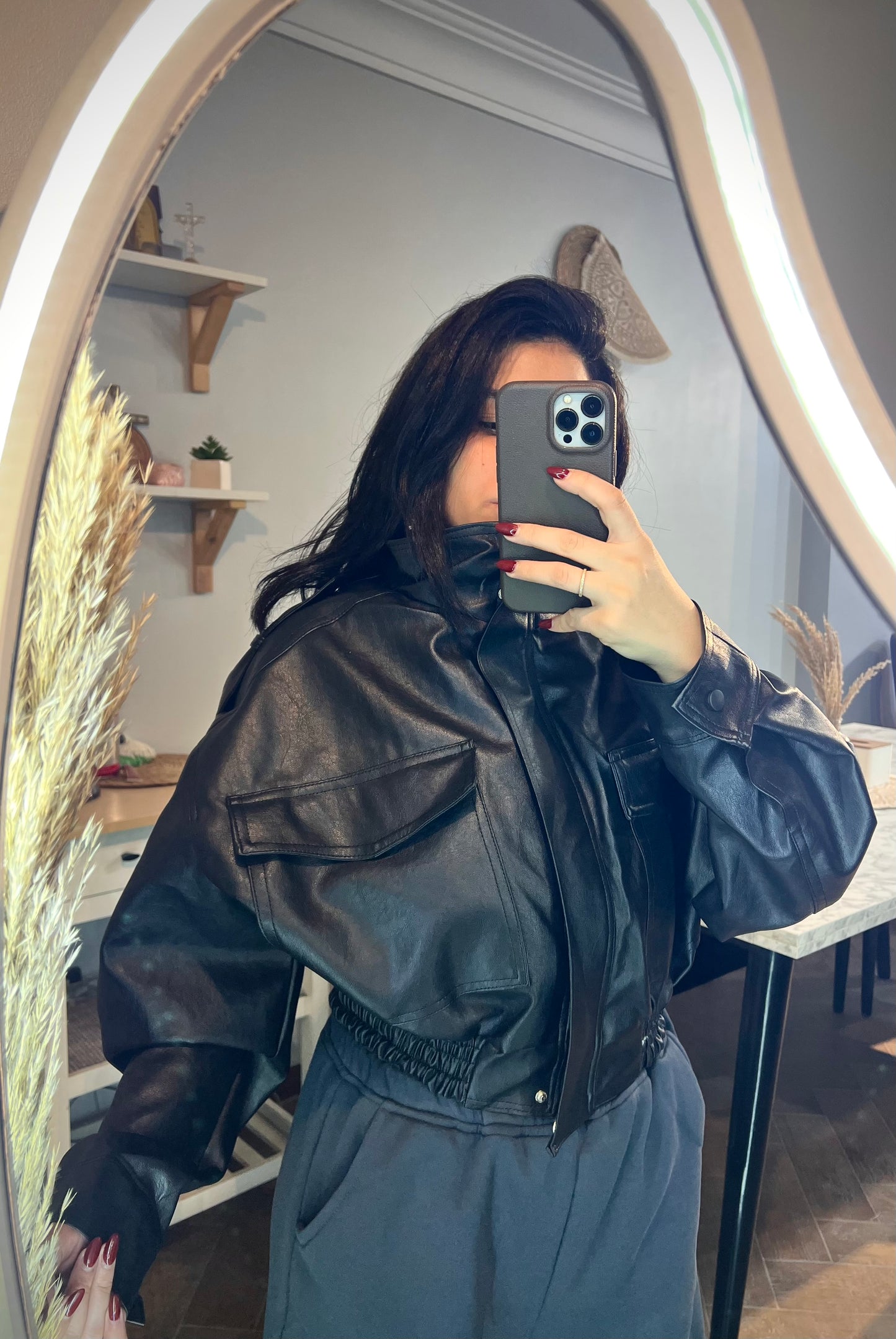 Jacket leather Cropped L -2