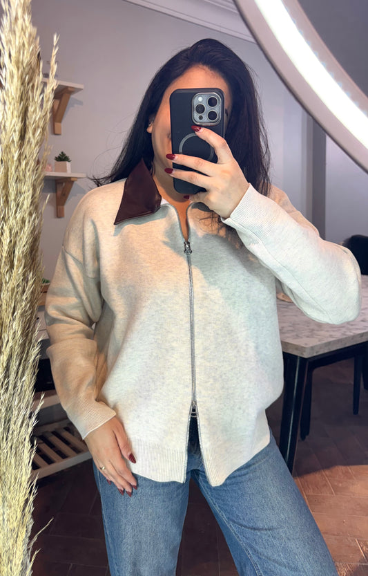 Jacket Trico Leather Collar L-1