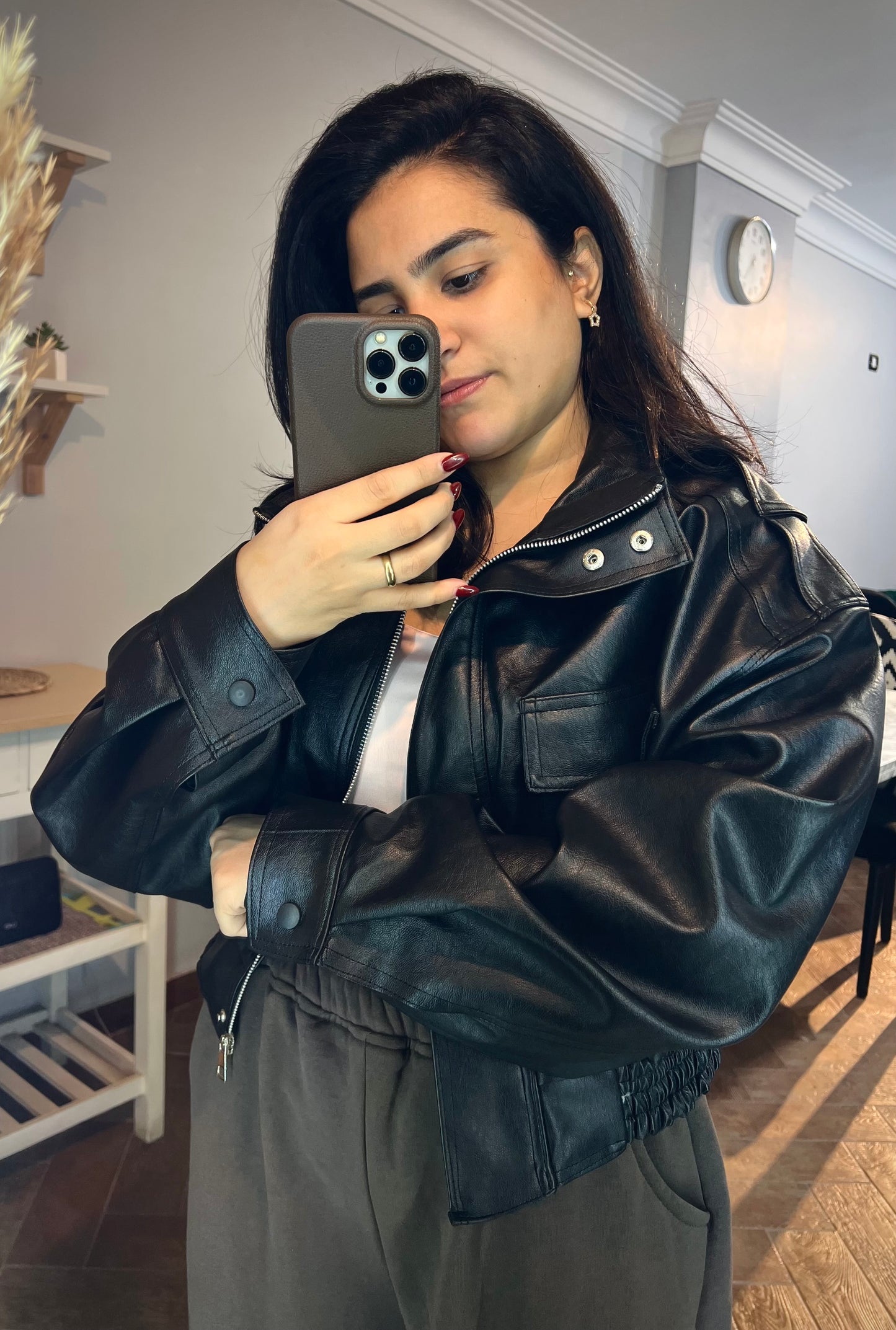 Jacket leather Cropped L -2