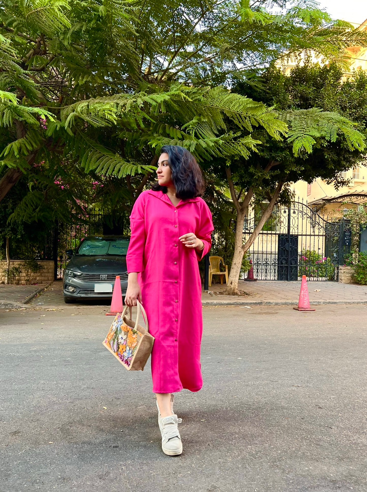Veli Prem. Shirt Dress hot pink
