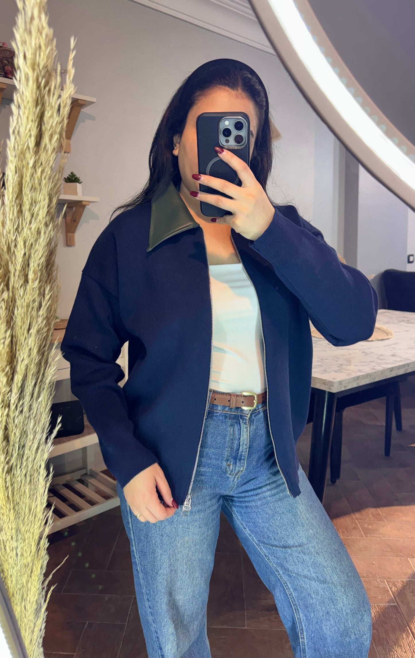 Jacket Trico Leather Collar L-3