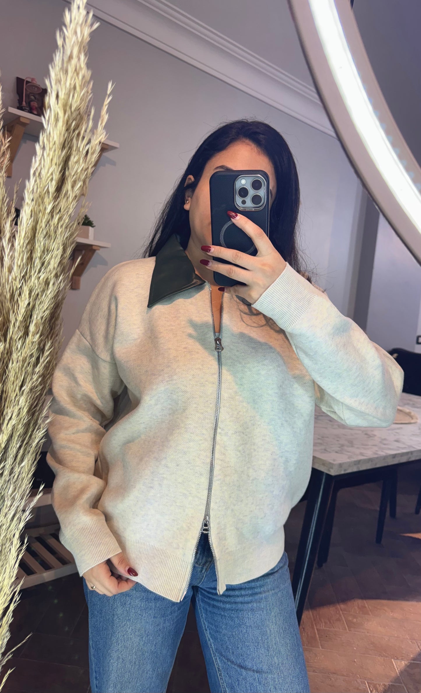 Jacket Trico Leather Collar L-2