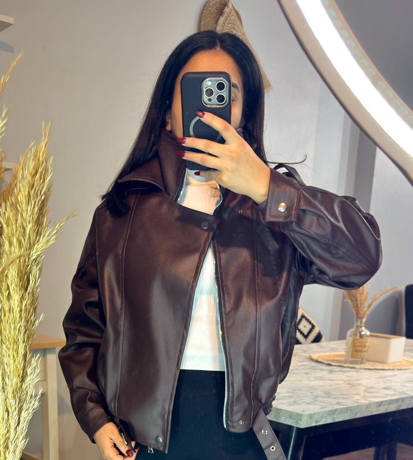 Jacket leather 2 collar L-2