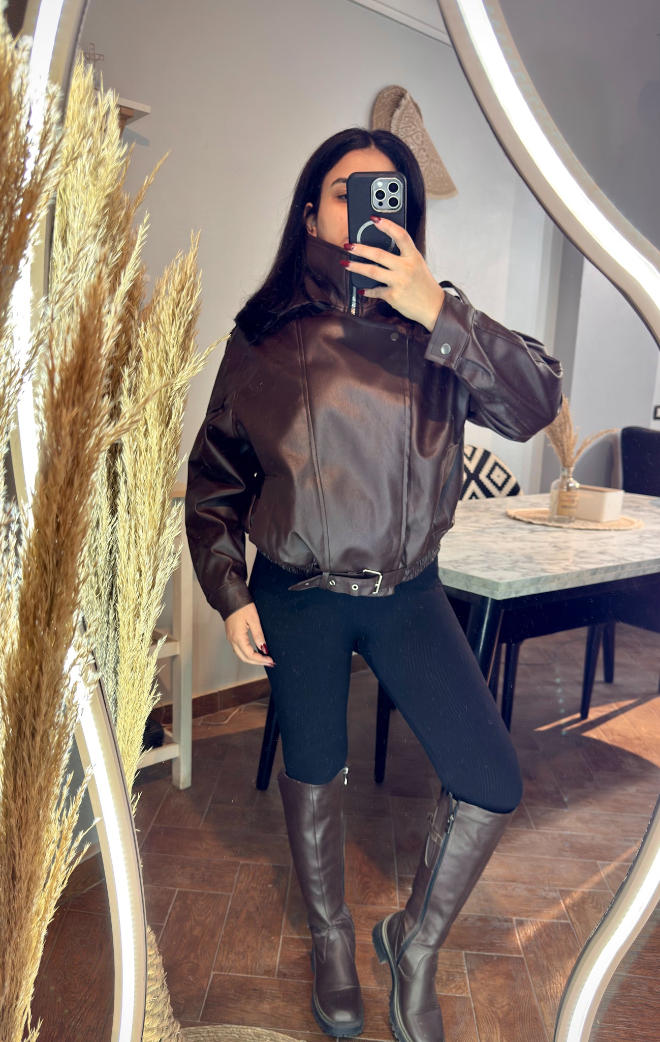 Jacket leather 2 collar L-2