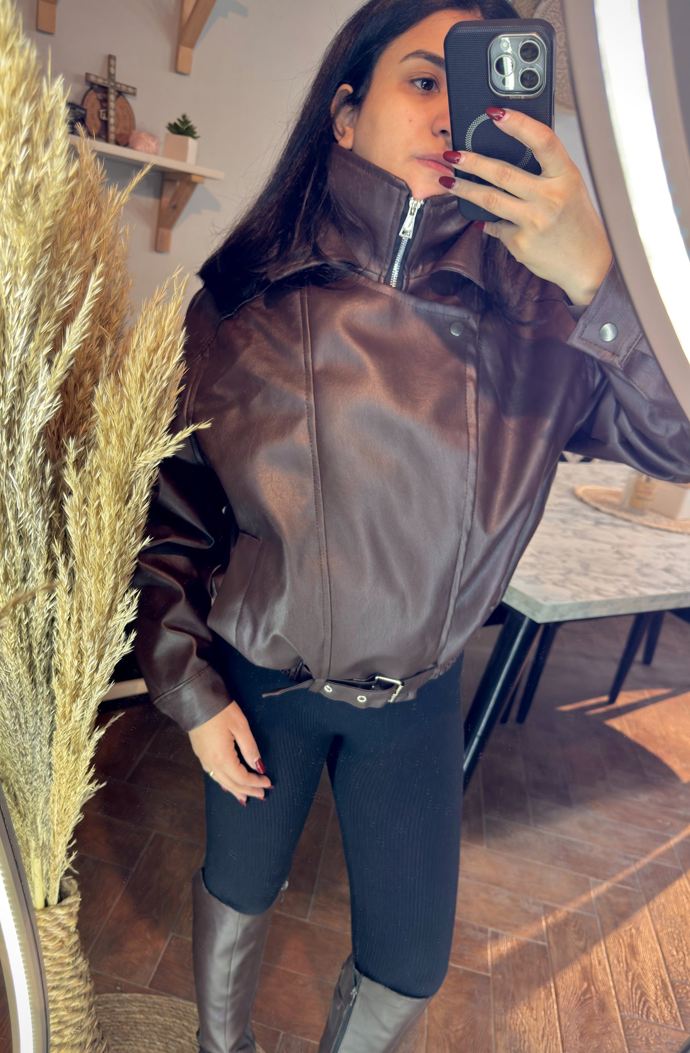 Jacket leather 2 collar L-2