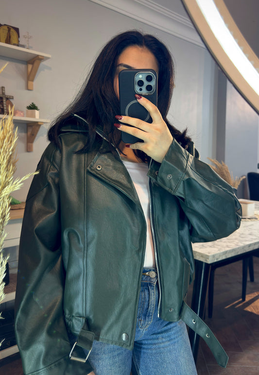 Jacket leather 2 collar L-3